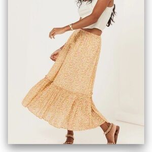 Spell & The Gypsy Yellow Floral Rae Midi Skirt